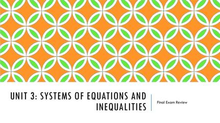 Unit 3: systems of equations and inequalities