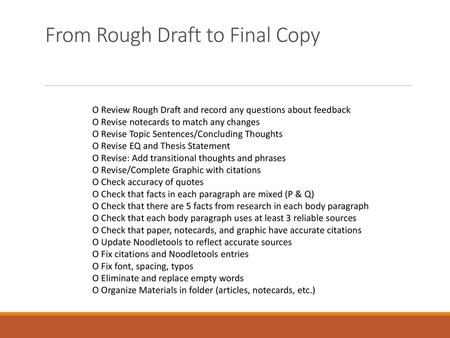 From Rough Draft to Final Copy