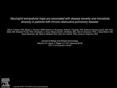 Neutrophil extracellular traps are associated with disease severity and microbiota diversity in patients with chronic obstructive pulmonary disease  Alison.