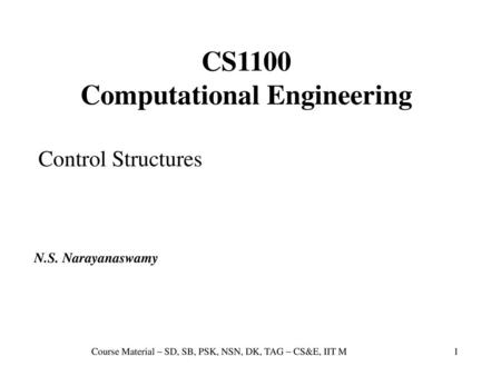 CS1100 Computational Engineering