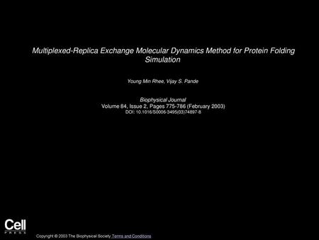 Young Min Rhee, Vijay S. Pande  Biophysical Journal 