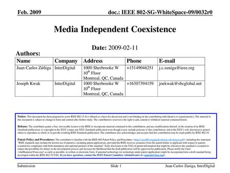 Media Independent Coexistence