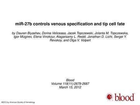 miR-27b controls venous specification and tip cell fate