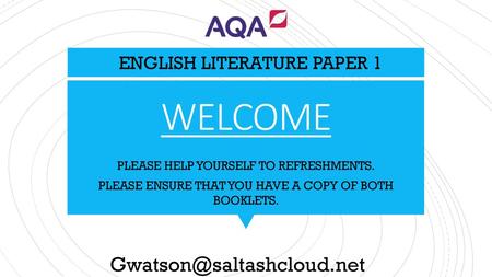 WELCOME ENGLISH LITERATURE PAPER 1