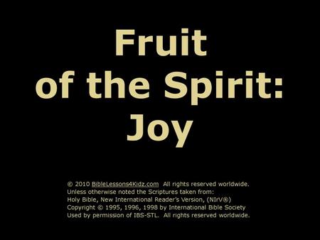 Fruit of the Spirit: Joy