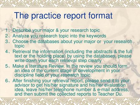 The practice report format