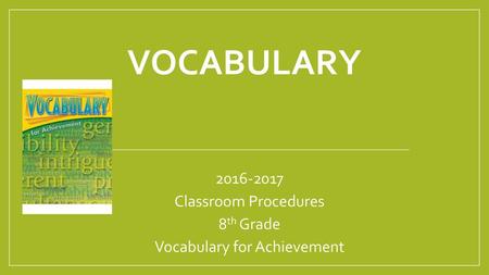 Classroom Procedures 8th Grade Vocabulary for Achievement