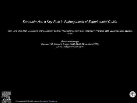 Serotonin Has a Key Role in Pathogenesis of Experimental Colitis