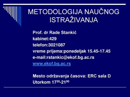 METODOLOGIJA NAUČNOG ISTRAŽIVANJA