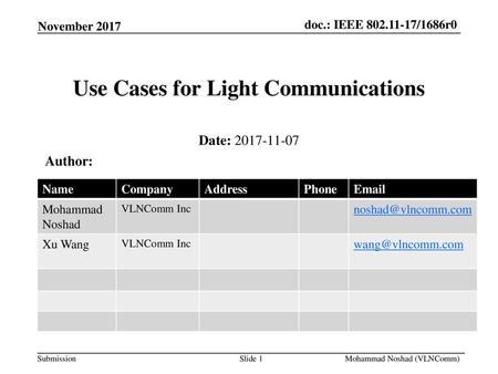 Use Cases for Light Communications