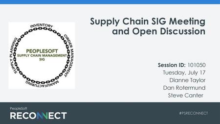 Supply Chain SIG Meeting and Open Discussion