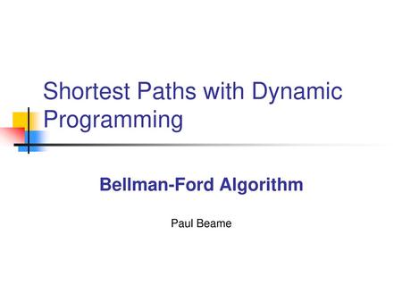 Shortest Paths with Dynamic Programming