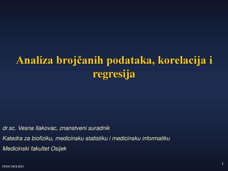 Analiza brojčanih podataka, korelacija i regresija