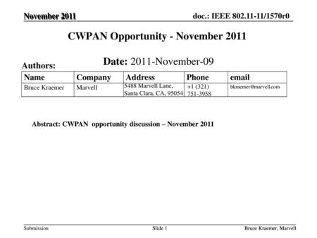 CWPAN Opportunity - November 2011