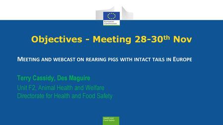 Objectives - Meeting 28-30th Nov