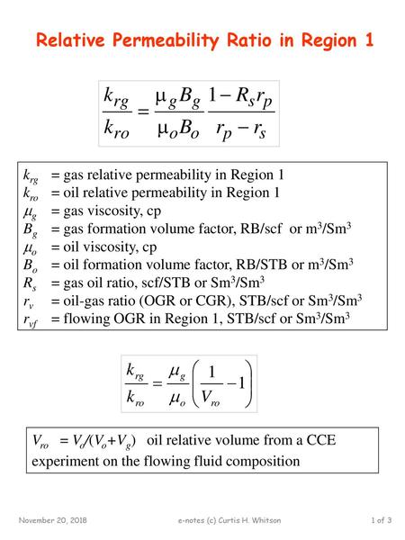 Relative Permeability Ratio in Region 1