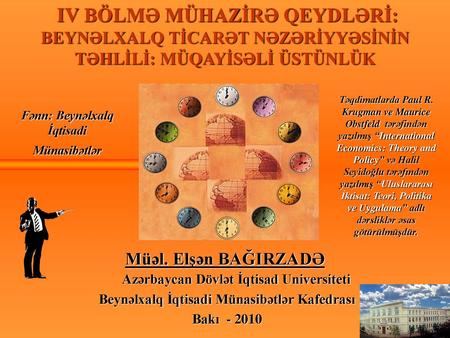 IV BÖLMƏ MÜHAZİRƏ QEYDLƏRİ: