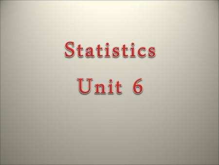 Statistics Unit 6.