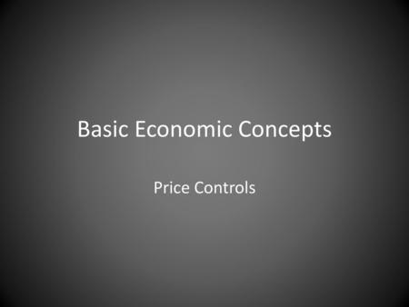 Basic Economic Concepts