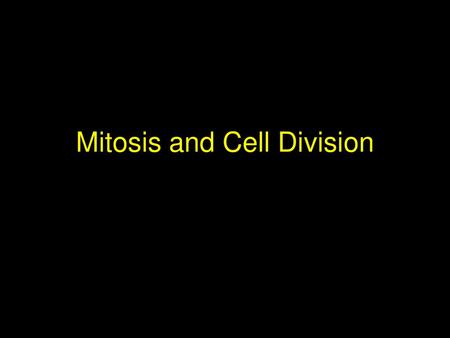 Mitosis and Cell Division