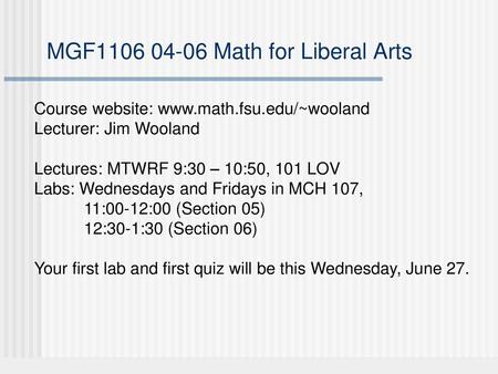 MGF Math for Liberal Arts