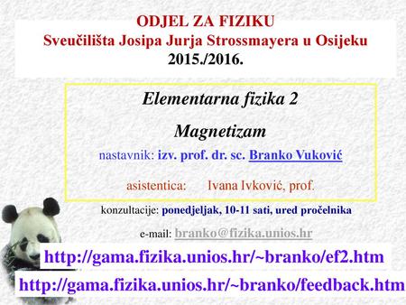 Elementarna fizika 2 Magnetizam