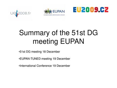 Summary of the 51st DG meeting EUPAN