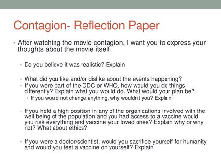 Contagion- Reflection Paper