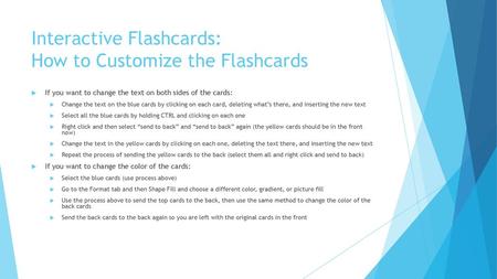 Interactive Flashcards: How to Customize the Flashcards