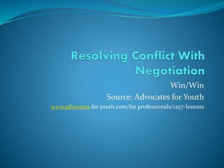 Resolving Conflict With Negotiation