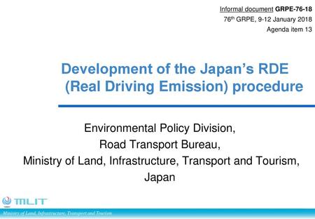 Development of the Japan’s RDE (Real Driving Emission) procedure