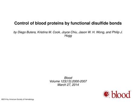 Control of blood proteins by functional disulfide bonds