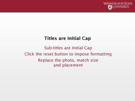 Titles are Initial Cap Sub-titles are Initial Cap