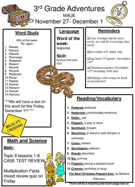 There will be a matching and word usage test on Friday.