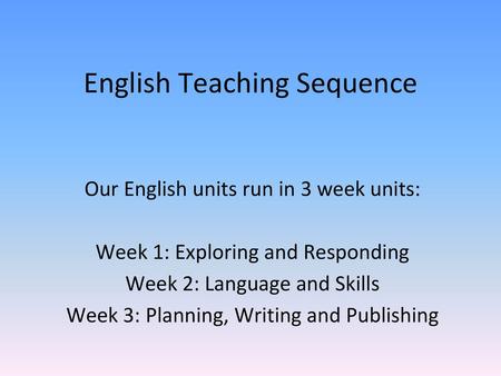 English Teaching Sequence