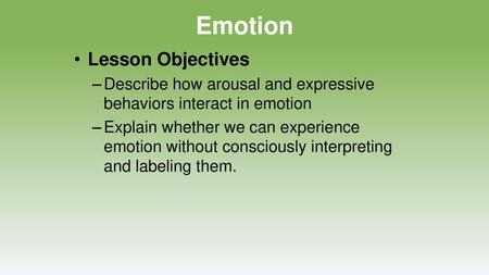 Emotion Lesson Objectives