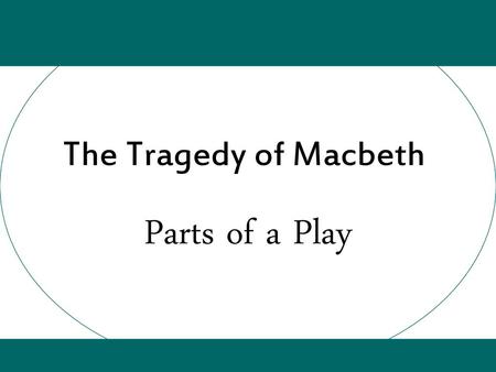 The Tragedy of Macbeth Parts of a Play.