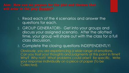 Read each of the 4 scenarios and answer the questions for each.