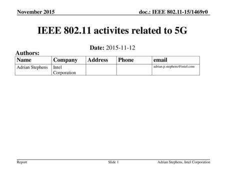 IEEE activites related to 5G