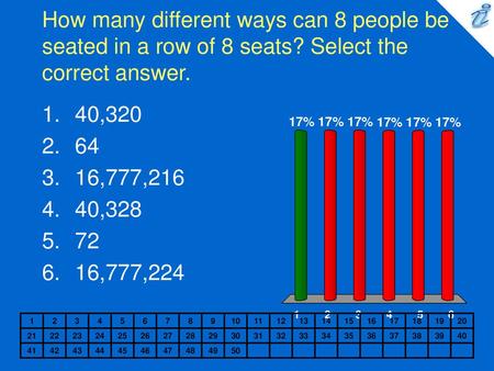 How many different ways can 8 people be seated in a row of 8 seats