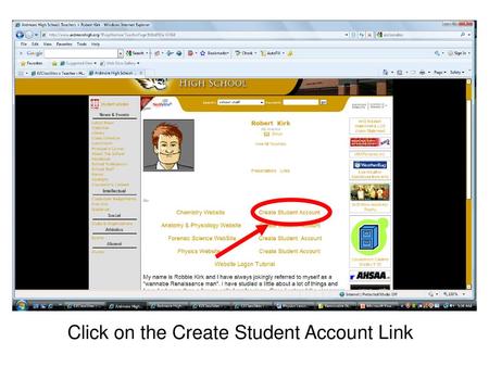 Click on the Create Student Account Link