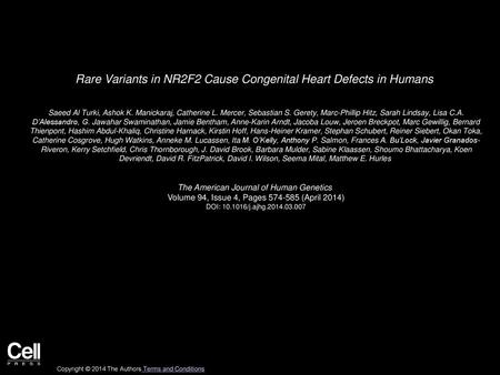 Rare Variants in NR2F2 Cause Congenital Heart Defects in Humans