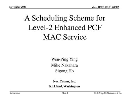 A Scheduling Scheme for Level-2 Enhanced PCF MAC Service