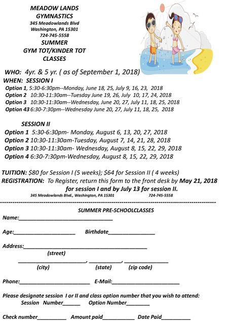 GYM TOT/KINDER TOT CLASSES