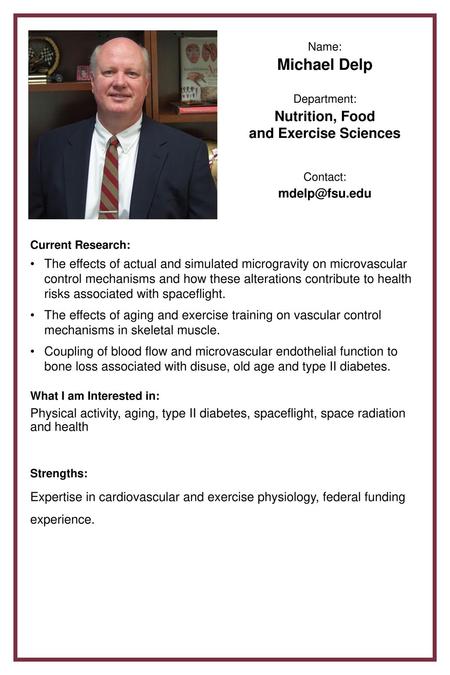 Michael Delp Nutrition, Food and Exercise Sciences