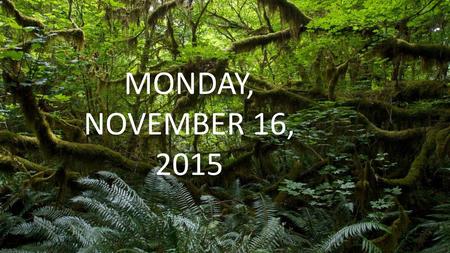 MONDAY, NOVEMBER 16, 2015 Scrolling text repeating until end of slide.