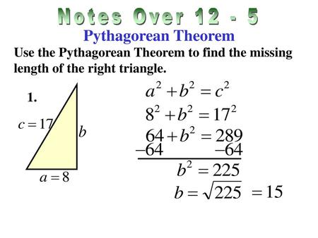 Notes Over Pythagorean Theorem