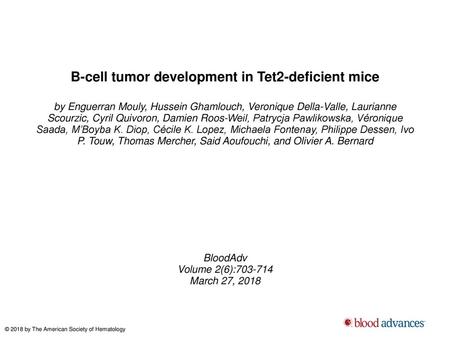 B-cell tumor development in Tet2-deficient mice