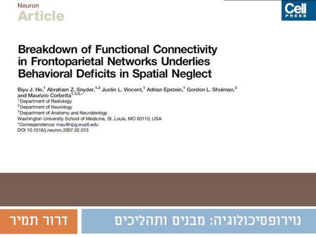 דרור תמיר נוירופסיכולוגיה: מבנים ותהליכים.