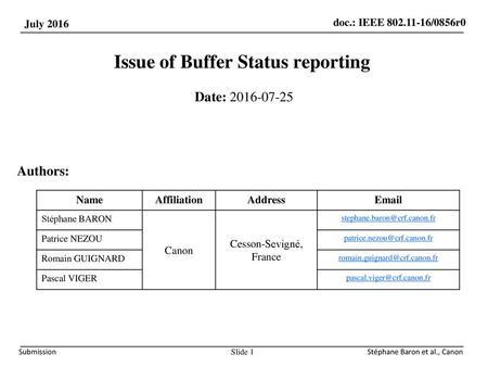 Issue of Buffer Status reporting